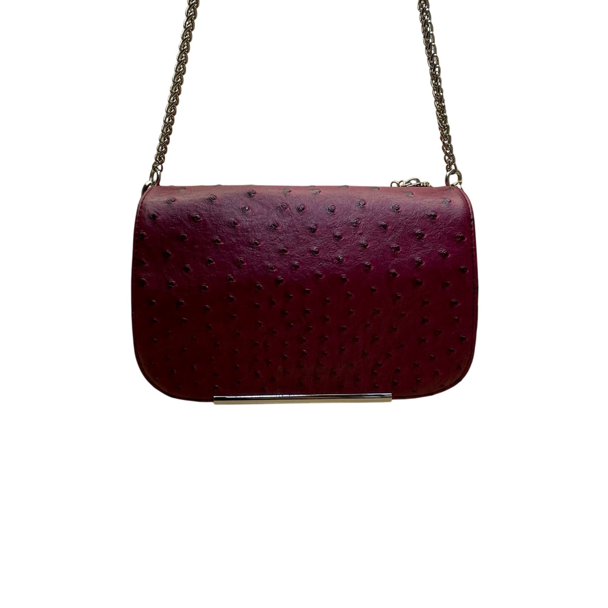Ivanka Trump Women’s Burgundy Faux Leather Ostrich Textured Chain Crossbody Bag