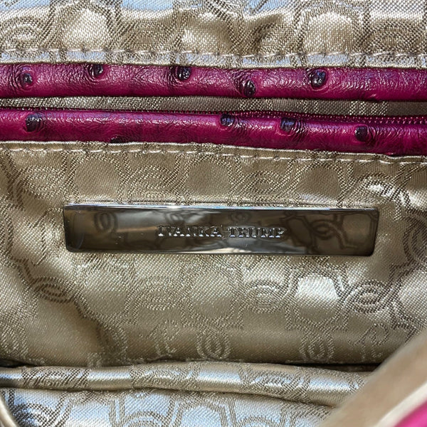 Ivanka Trump Women’s Burgundy Faux Leather Ostrich Textured Chain Crossbody Bag