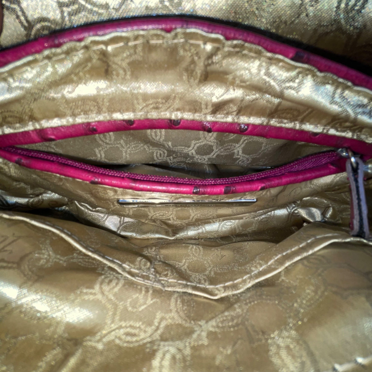 Ivanka Trump Women’s Burgundy Faux Leather Ostrich Textured Chain Crossbody Bag