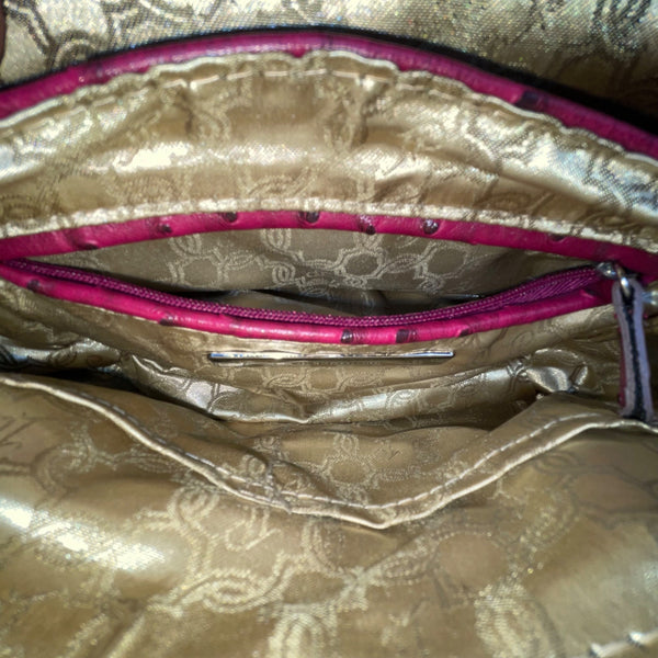 Ivanka Trump Women’s Burgundy Faux Leather Ostrich Textured Chain Crossbody Bag