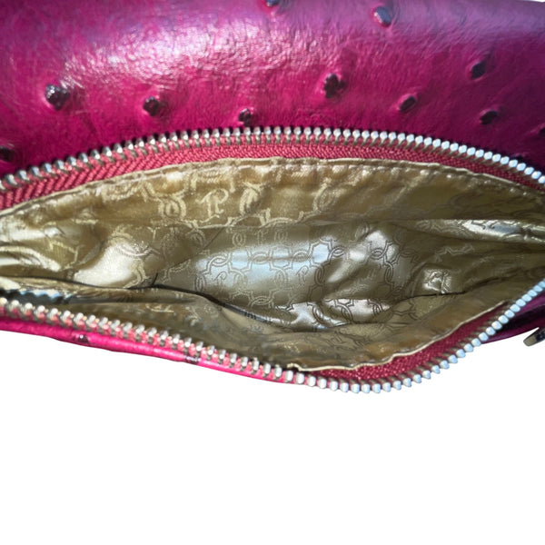 Ivanka Trump Women’s Burgundy Faux Leather Ostrich Textured Chain Crossbody Bag