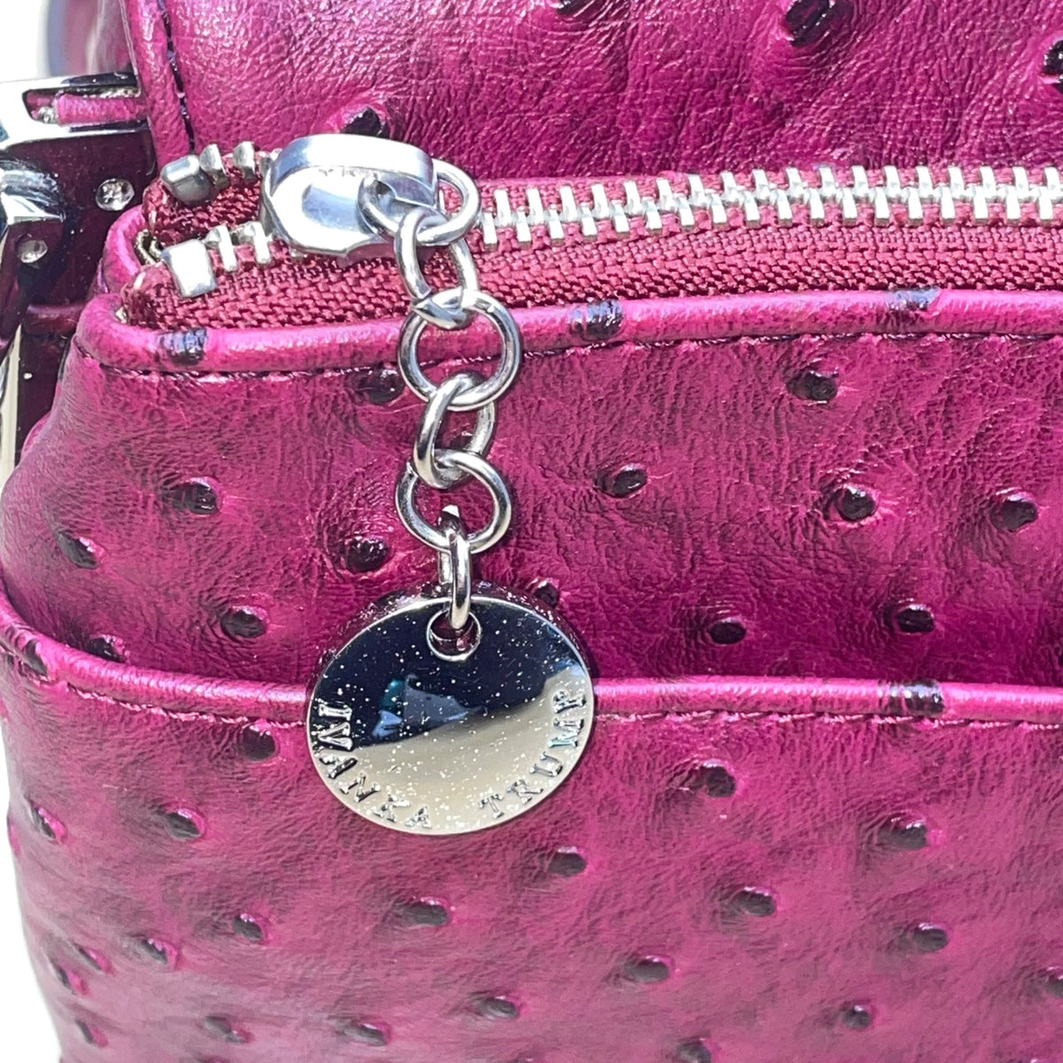 Ivanka Trump Women’s Burgundy Faux Leather Ostrich Textured Chain Crossbody Bag