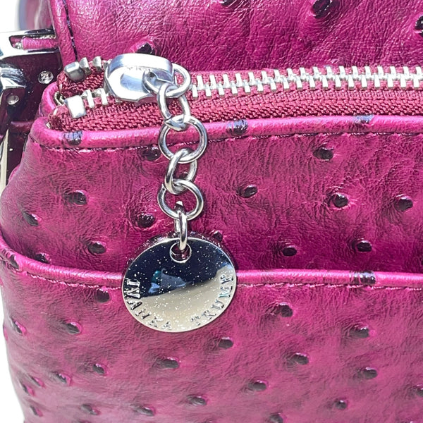 Ivanka Trump Women’s Burgundy Faux Leather Ostrich Textured Chain Crossbody Bag