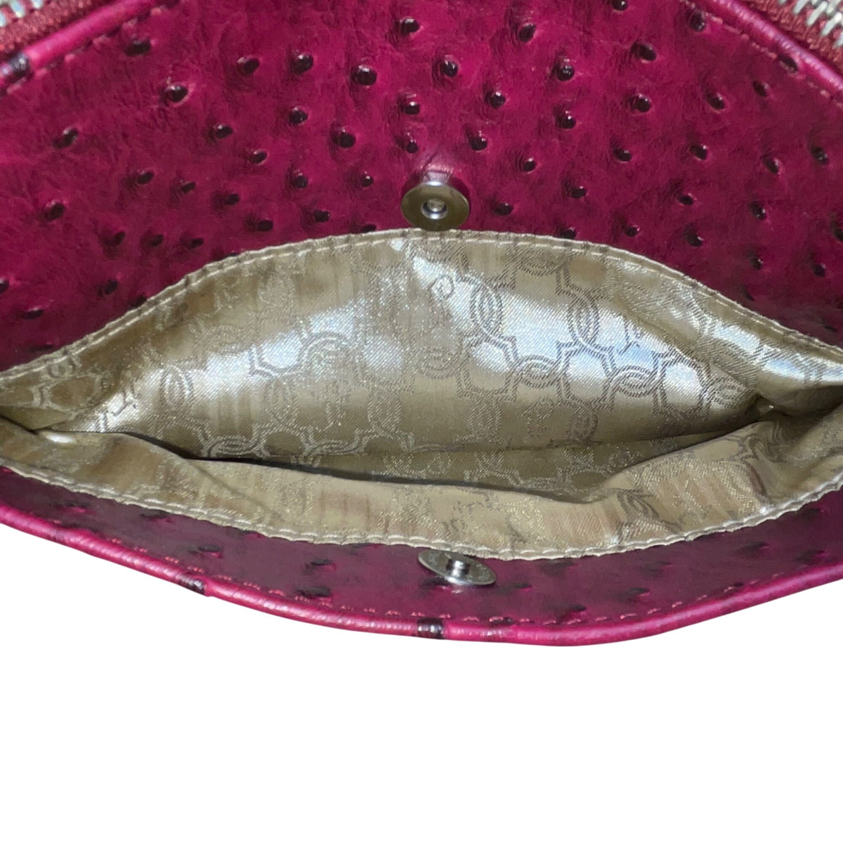 Ivanka Trump Women’s Burgundy Faux Leather Ostrich Textured Chain Crossbody Bag