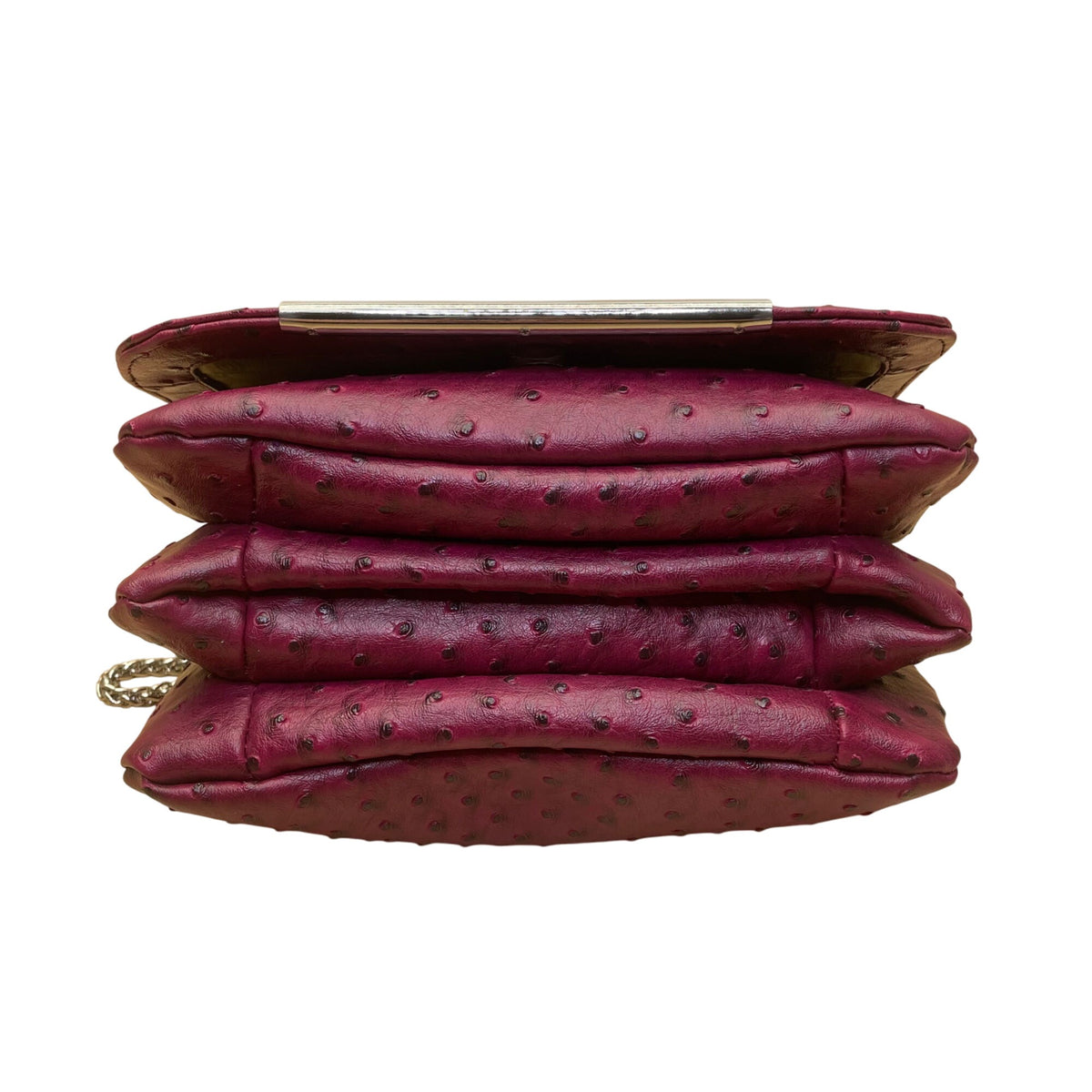 Ivanka Trump Women’s Burgundy Faux Leather Ostrich Textured Chain Crossbody Bag