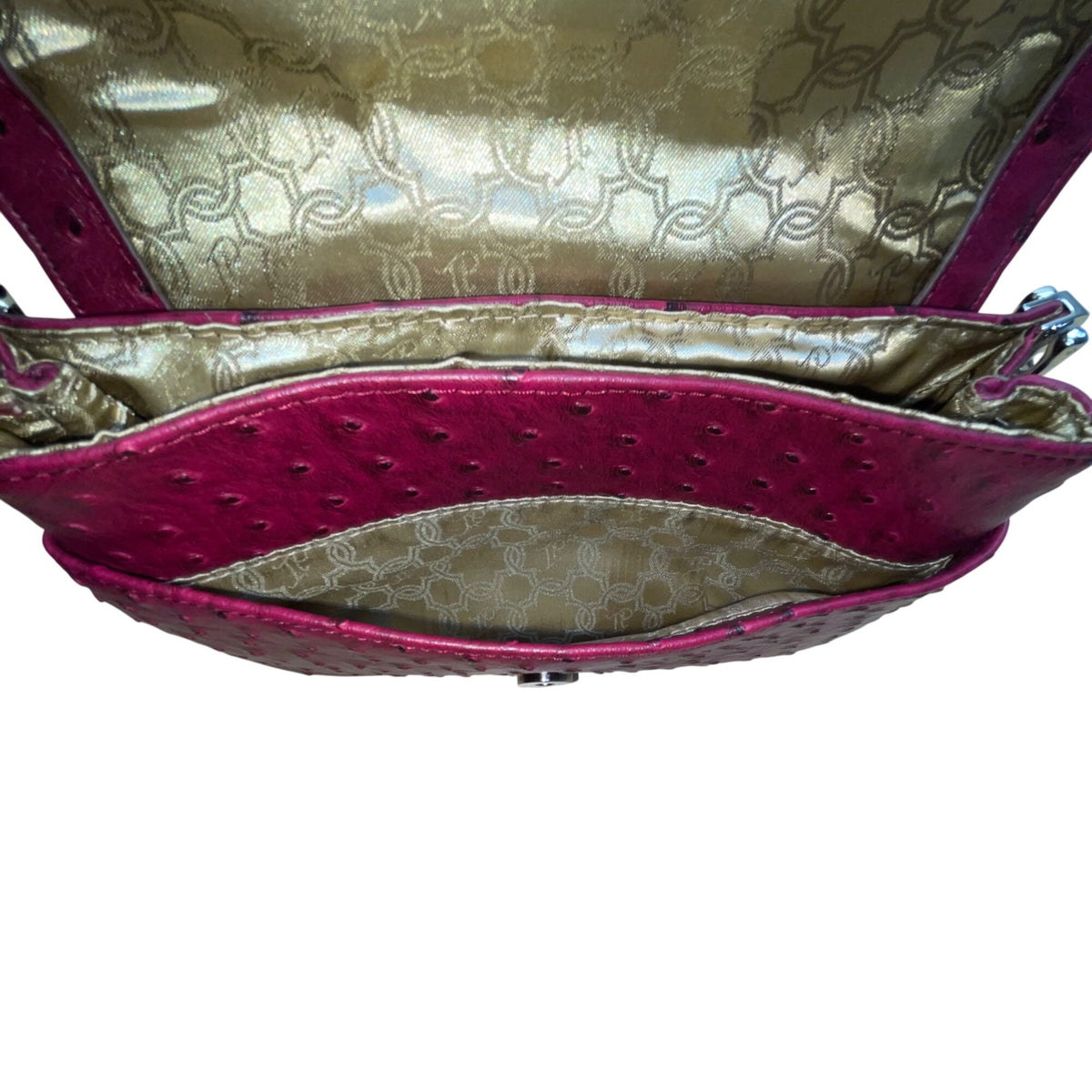 Ivanka Trump Women’s Burgundy Faux Leather Ostrich Textured Chain Crossbody Bag