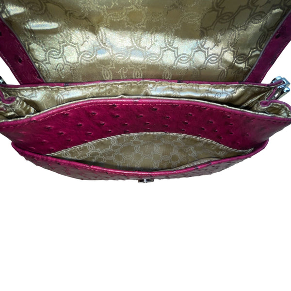 Ivanka Trump Women’s Burgundy Faux Leather Ostrich Textured Chain Crossbody Bag