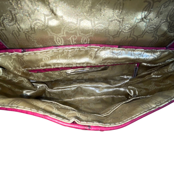 Ivanka Trump Women’s Burgundy Faux Leather Ostrich Textured Chain Crossbody Bag