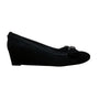 Stuart Weitzman Black Suede Giveable Bow & Chain Accent Wedge Flats Size 10M