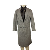 Vintage Marion McCoy Women's Houndstooth Skirt Suit With Ruffled Blouse & Jacket