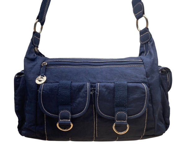 Travelon Navy Blue Nylon Multiple Pockets & Adjustable Strap Crossbody Bag Sz M
