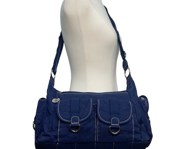 Travelon Navy Blue Nylon Multiple Pockets & Adjustable Strap Crossbody Bag Sz M