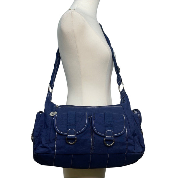 Travelon Navy Blue Nylon Multiple Pockets & Adjustable Strap Crossbody Bag Sz M