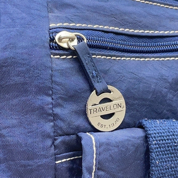 Travelon Navy Blue Nylon Multiple Pockets & Adjustable Strap Crossbody Bag Sz M