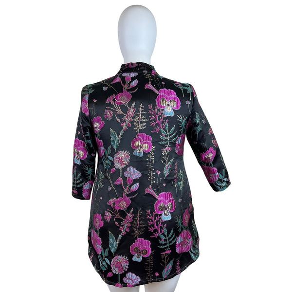 Weavz Floral Embroidered Women’s Black Blazer With 3/4 Sleeves Size L