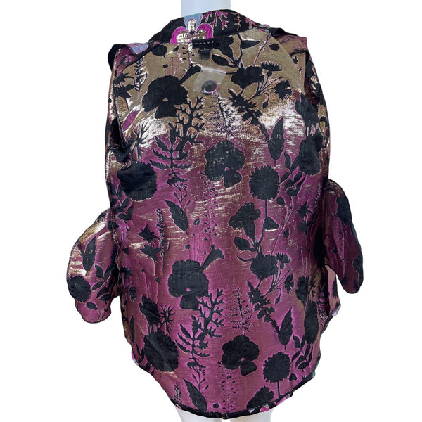 Weavz Floral Embroidered Women’s Black Blazer With 3/4 Sleeves Size L