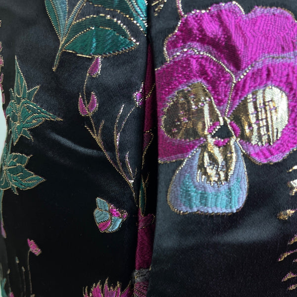 Weavz Floral Embroidered Women’s Black Blazer With 3/4 Sleeves Size L