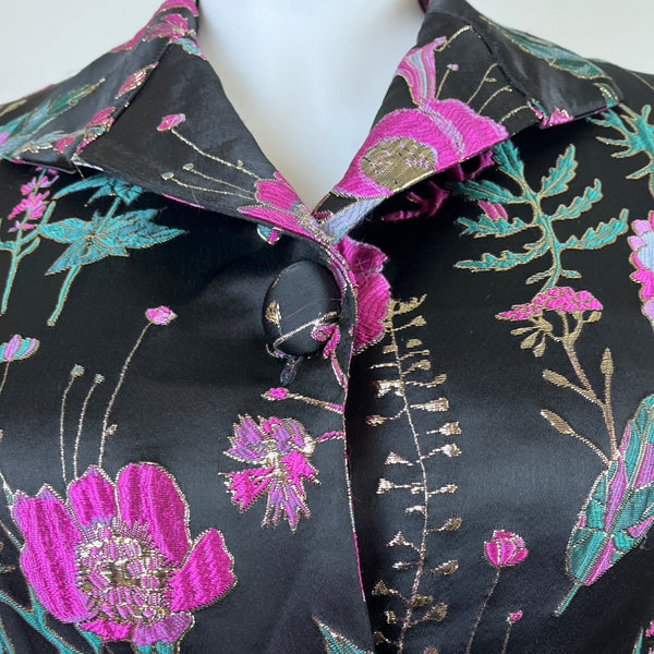 Weavz Floral Embroidered Women’s Black Blazer With 3/4 Sleeves Size L