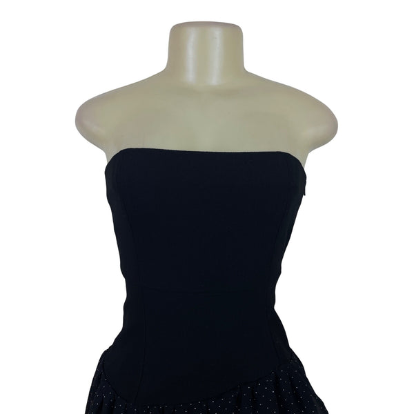 Maje Strapless Black Polka Dot Bubble Hem Mini Dress Chic Fashion Sz 2 - New