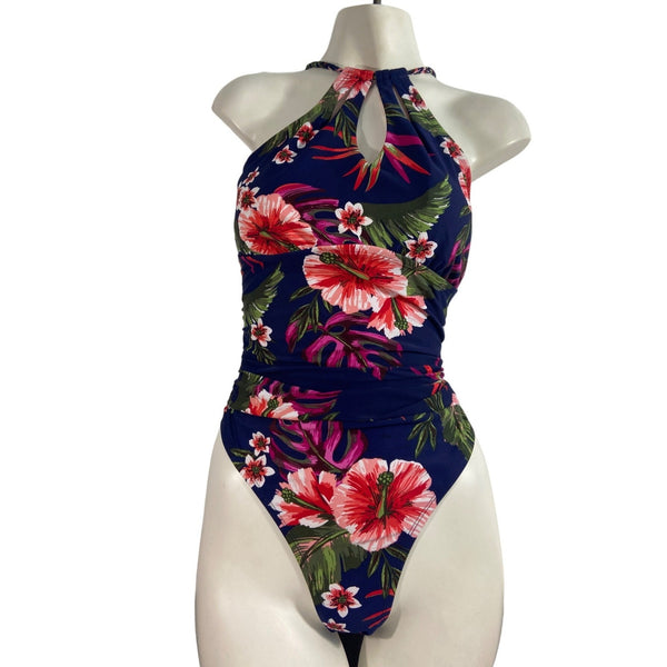 Kona Sol Women's Multicolored Floral One Piece Swimsuit Sz L