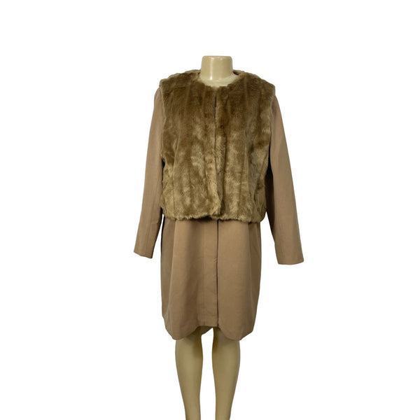 Multi Look IMAN Coat & Vest Caramel Size 1X Winter Office Attire