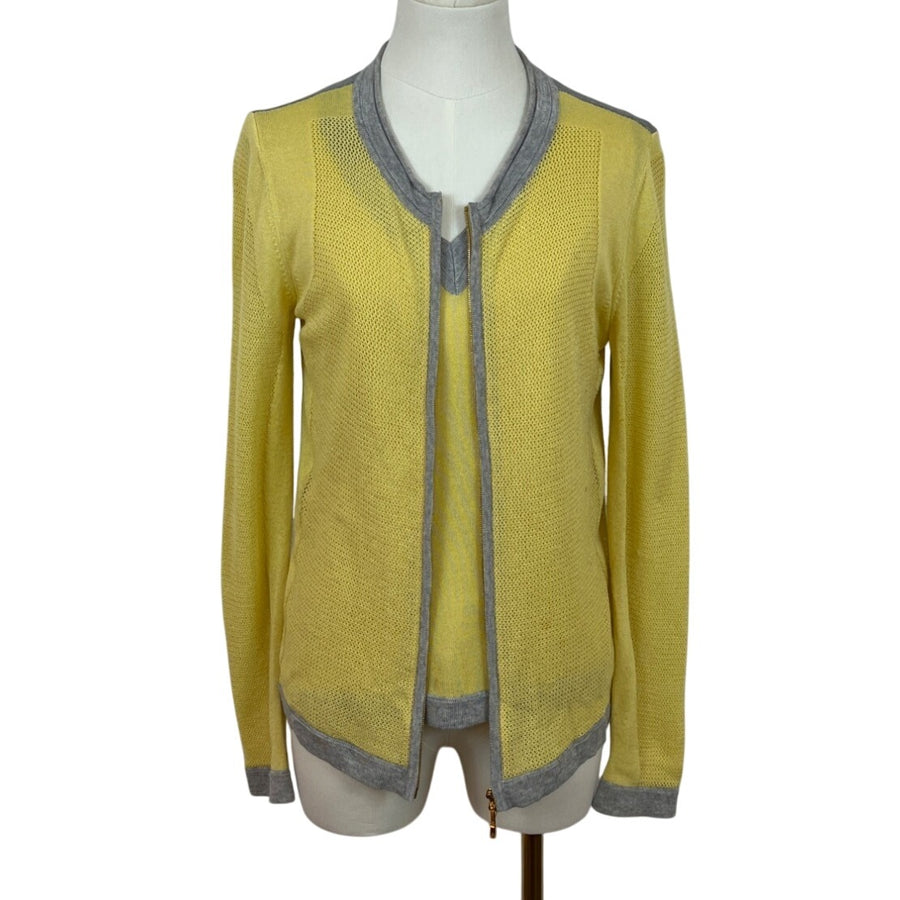 Escada Yellow and Grey Sleeveless Shirt and Sweater Women's 2pcs Set Sz M