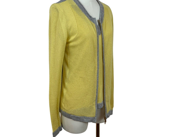 Escada Yellow and Grey Sleeveless Shirt and Sweater Women's 2pcs Set Sz M