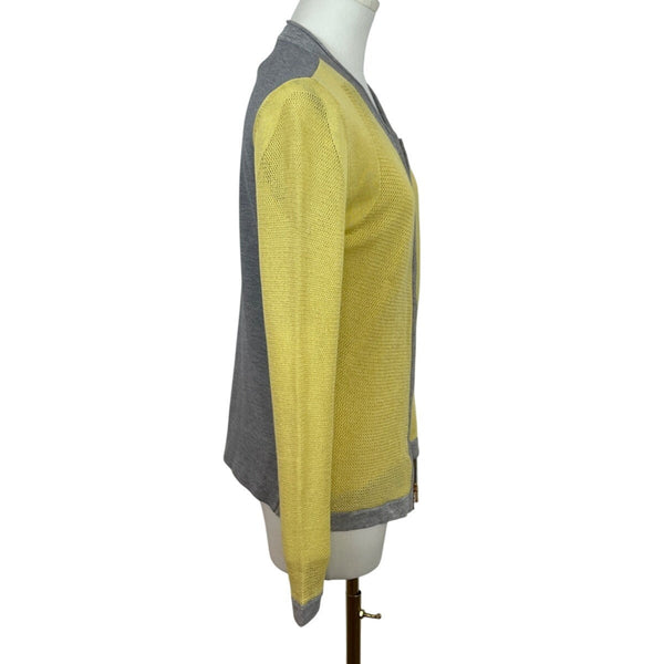 Escada Yellow and Grey Sleeveless Shirt and Sweater Women's 2pcs Set Sz M