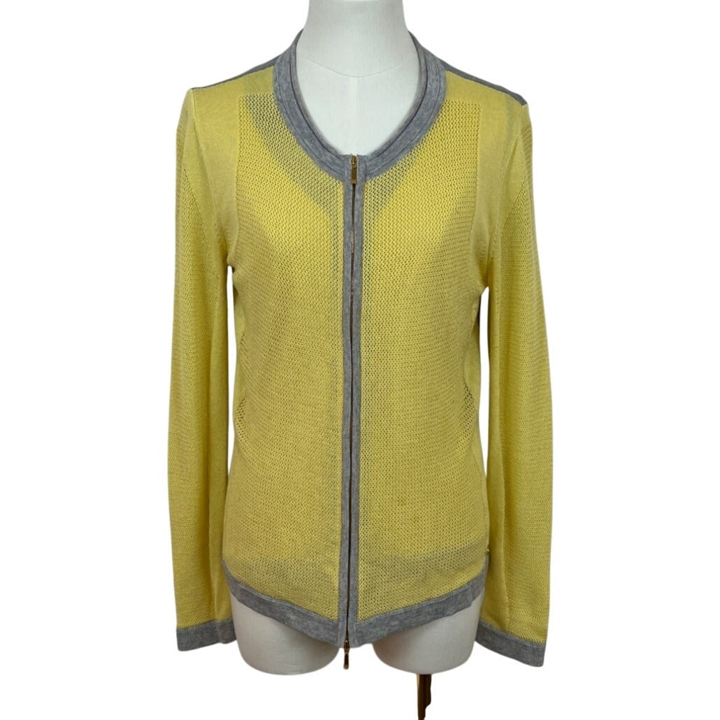 Escada Yellow and Grey Sleeveless Shirt and Sweater Women's 2pcs Set Sz M
