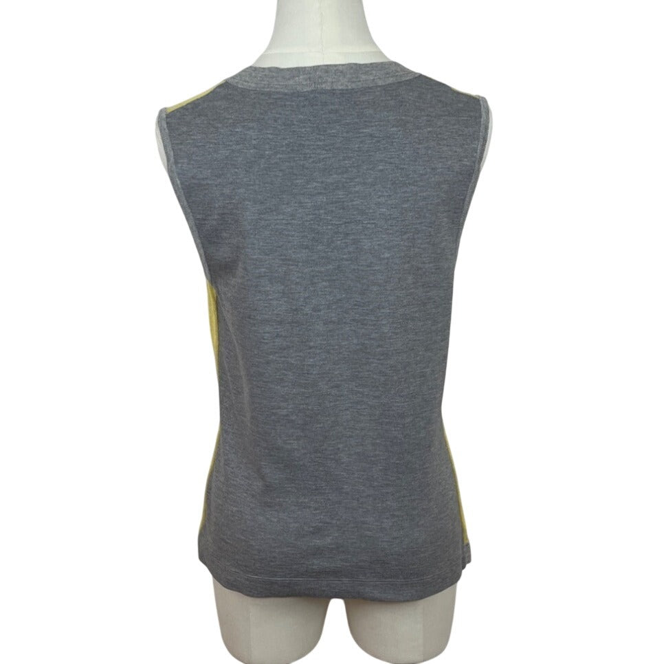 Escada Yellow and Grey Sleeveless Shirt and Sweater Women's 2pcs Set Sz M