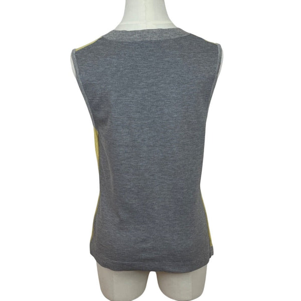 Escada Yellow and Grey Sleeveless Shirt and Sweater Women's 2pcs Set Sz M