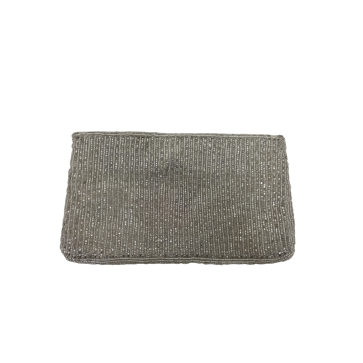 La Regale Womens Silver Beaded Clutch Elegant Formal Evening Bag Rectangular Envelope Style
