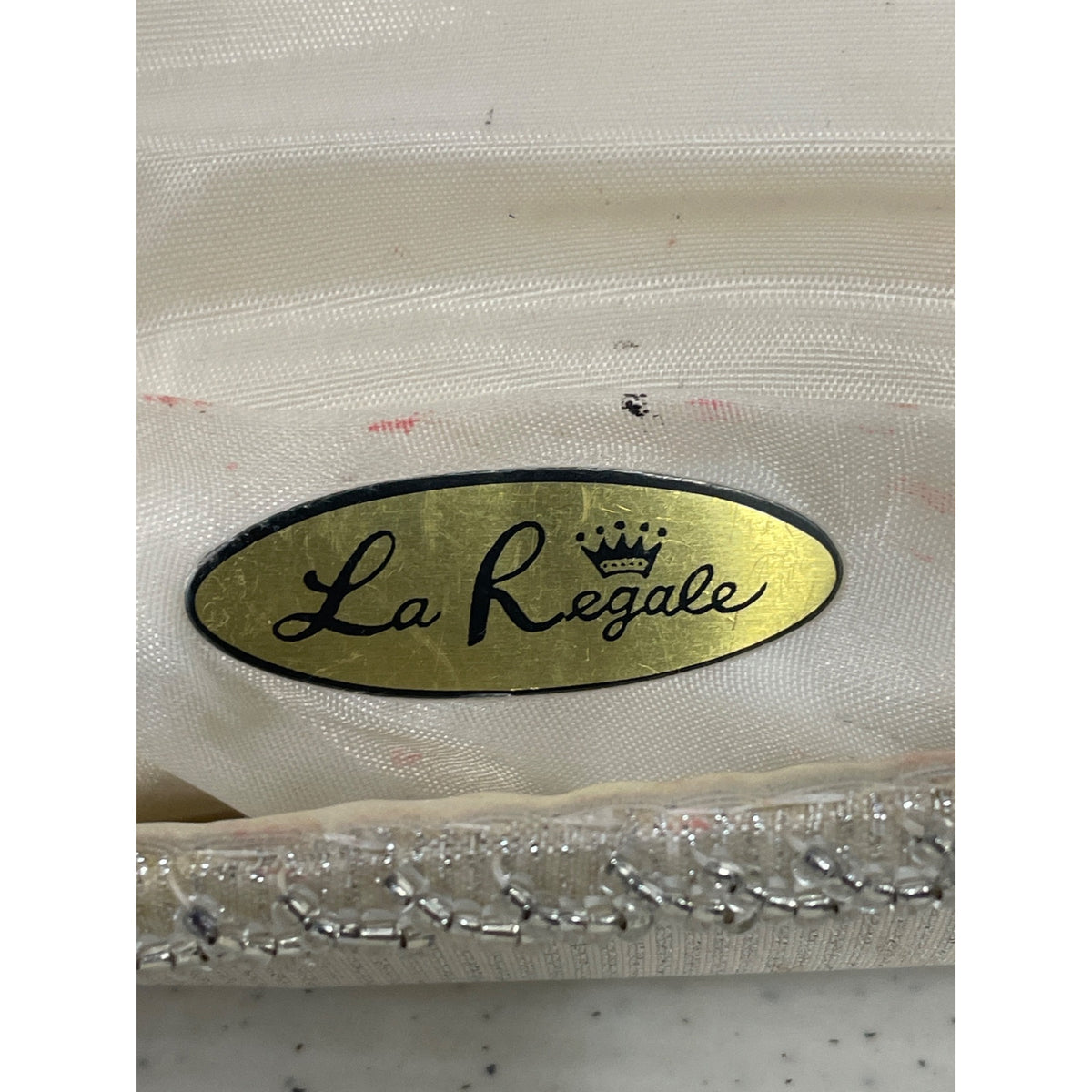 La Regale Womens Silver Beaded Clutch Elegant Formal Evening Bag Rectangular Envelope Style