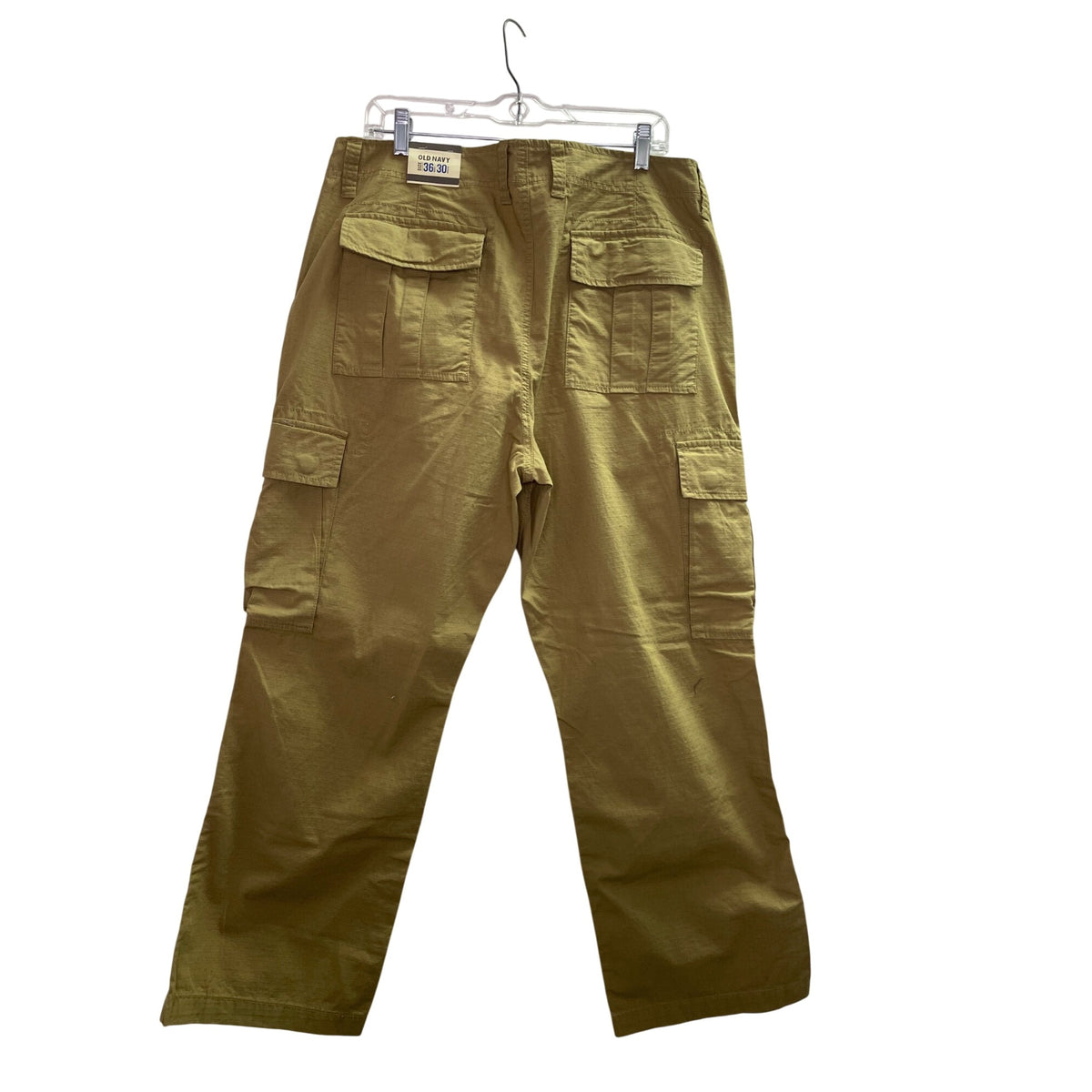 Old Navy Mens Khaki Recycled Cotton Cargo Pants 36x30 Multiple Pockets Casual Durable Lightweight