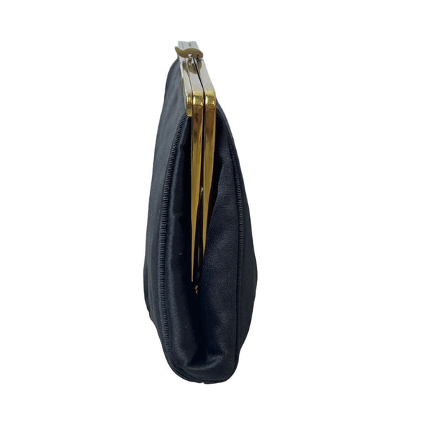 Vintage Lowy And Mund Black Evening Clutch with Coin Wallet and Mirror 3pc Set