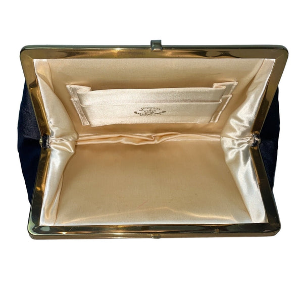 Vintage Lowy And Mund Black Evening Clutch with Coin Wallet and Mirror 3pc Set