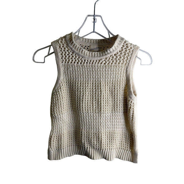 Universal Thread Womens Cream Crochet Knit Sleeveless Sweater Tank XS