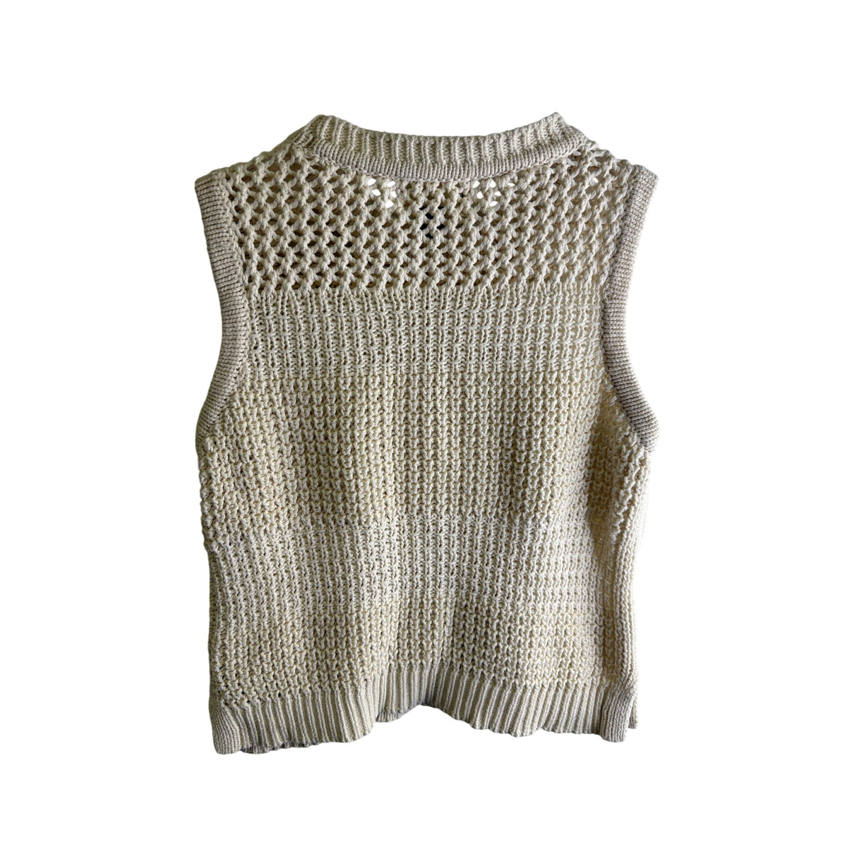 Universal Thread Womens Cream Crochet Knit Sleeveless Sweater Tank XS