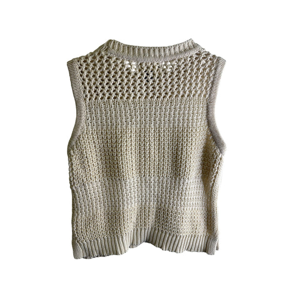 Universal Thread Womens Cream Crochet Knit Sleeveless Sweater Tank XS