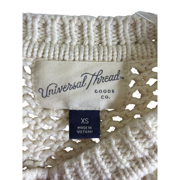 Universal Thread Womens Cream Crochet Knit Sleeveless Sweater Tank XS