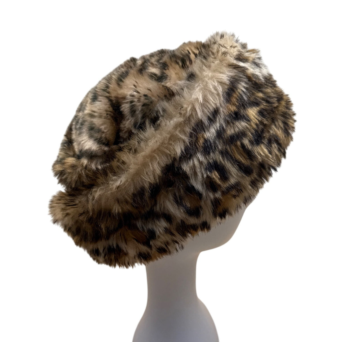 Vintage Style Leopard Faux Fur Bucket Hat By Scala