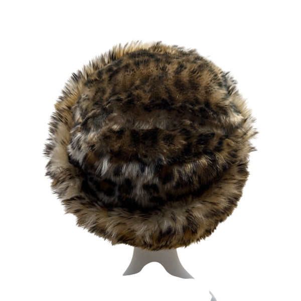 Vintage Style Leopard Faux Fur Bucket Hat By Scala