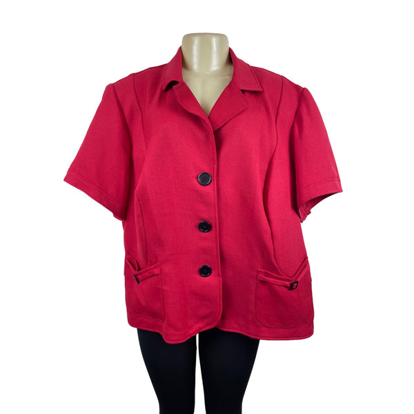 Studio I Women's Red Blazer With Pockets & Button Closure Size 24W