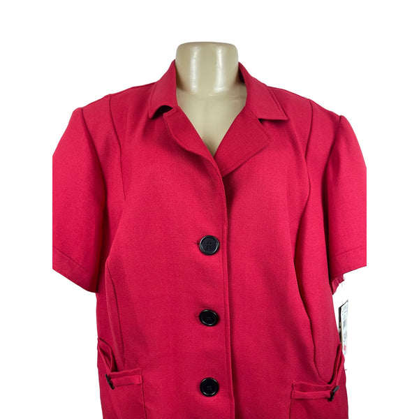 Studio I Women's Red Blazer With Pockets & Button Closure Size 24W