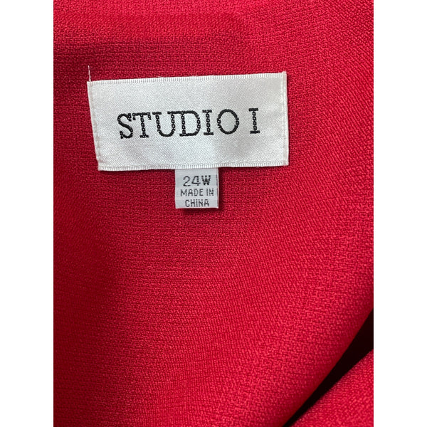 Studio I Women's Red Blazer With Pockets & Button Closure Size 24W
