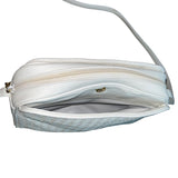 Bloomingdale’s Women's White Leather Woven Crossbody Bag Sz M