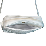 Bloomingdale’s Women's White Leather Woven Crossbody Bag Sz M