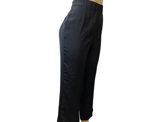 Lafayette 148 New York Womens Black Cropped Pants With Side Zipper Size 10