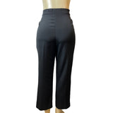 Lafayette 148 New York Womens Black Cropped Pants With Side Zipper Size 10