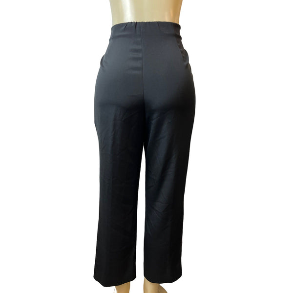 Lafayette 148 New York Womens Black Cropped Pants With Side Zipper Size 10